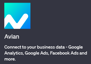 「Avian」ChatGptでデジタルマーケティングのデータ分析を行うプラグイン