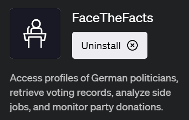 「FaceTheFacts(フェイス・ザ・ファクツ)」ドイツの政治家情報を取得するChatGPTプラグイン