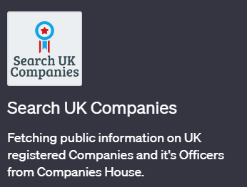「Search UK Companies(サーチUKカンパニーズ)ChatGPTで英国企業情報を取得するプラグイン