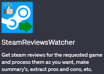 ChatGPTでSteamのレビューを監視できるプラグイン「SteamReviewsWatcher(スチームレビューズウォッチャー)」の使い方