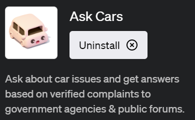 「Ask Cars」ChatGPTで車の問題点を瞬時に調査できるプラグイン
