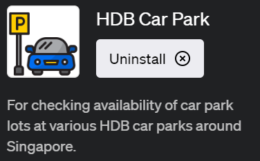 「HDB Car Park（エイチディービー カーパーク）」ChatGPTでシンガポールの駐車場情報をリアルタイムで取得できるプラグイン