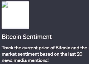 ビットコインの価格と市場感情を一瞥できるChatGPTプラグイン、「Bitcoin Sentiment」の使い方を詳しく解説します。