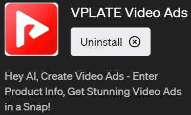 ChatGPTでビデオ広告を作成できるプラグイン「VPLATE Video Ads(ブイプレート・ビデオ・アド)」の使い方